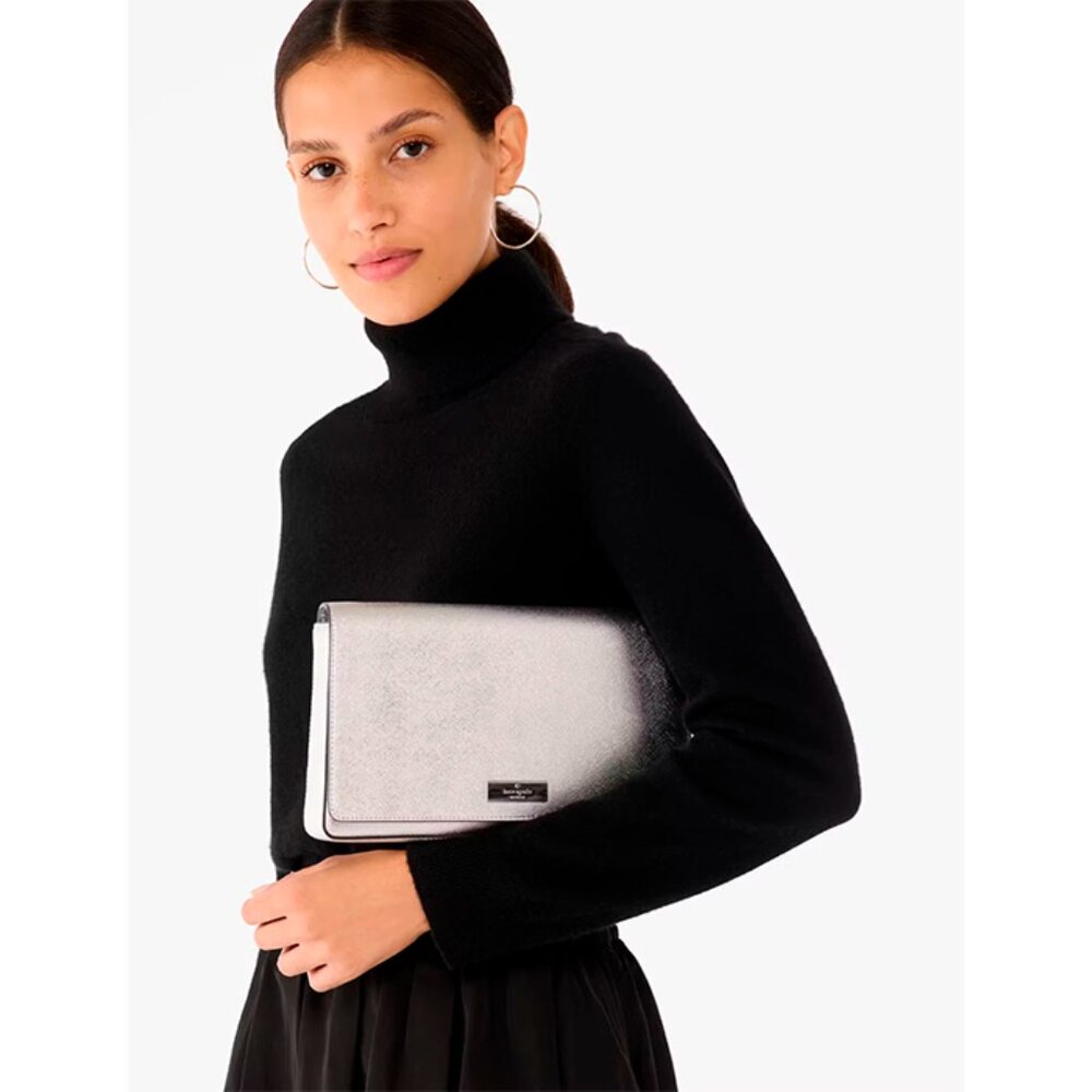 S Kate Spade Kenzie Silver Small Convertible Chain Crossbody Bag KI964 Purse